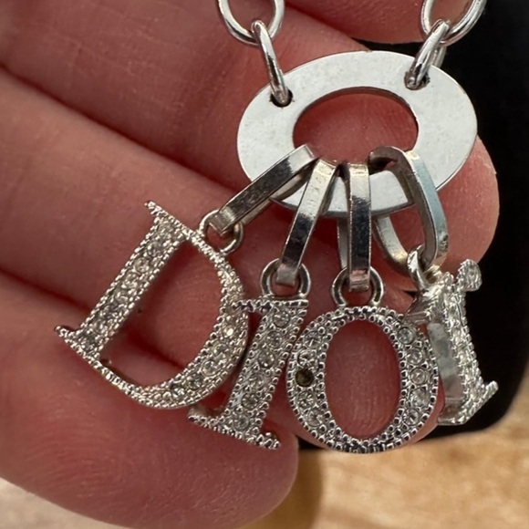 Dior Silver Crystal Letter Necklace - Picture 2 of 5